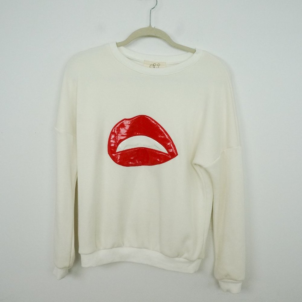 Sweatshirt Vinyl Lip Mouth Design Fleece